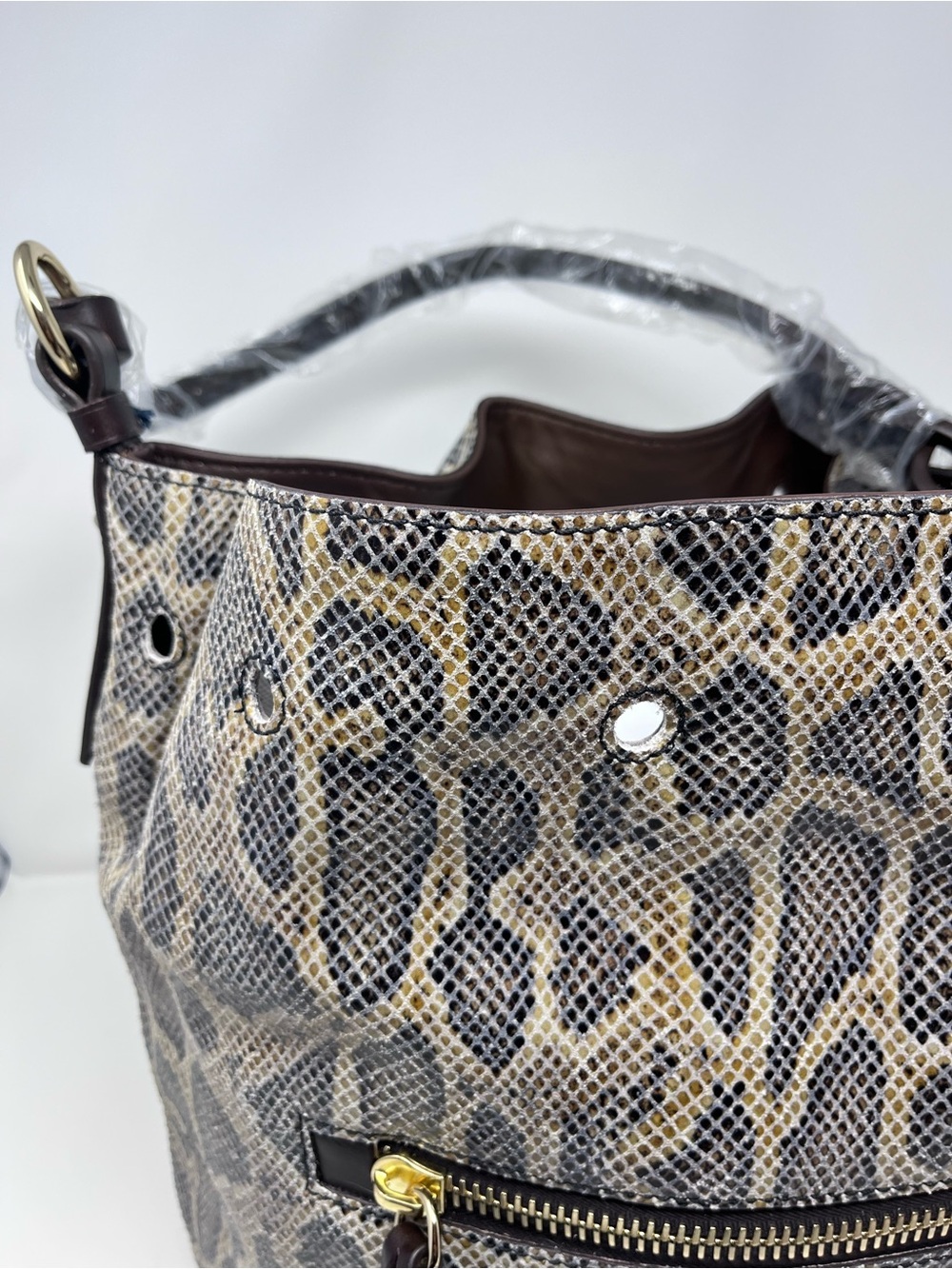 MAKE IT YOUR OWN BAG | Dooney & Bourke Logan Drawstring Snake-Print Shoulder Bag - Picture 4 of 10